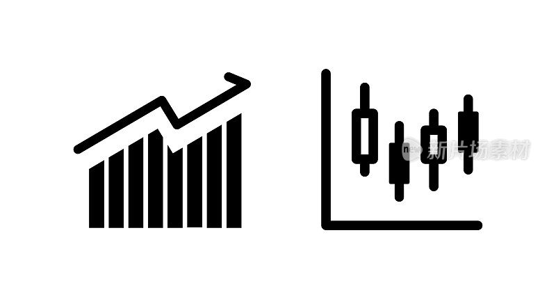 A set of simple graph icons for business and stocks